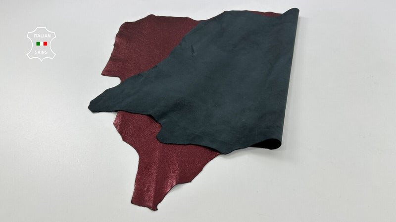 METALLIC WINE BURGUNDY CRACKLED CRINKLED Soft Lambskin leather 5sqf 0.9mm #C2574
