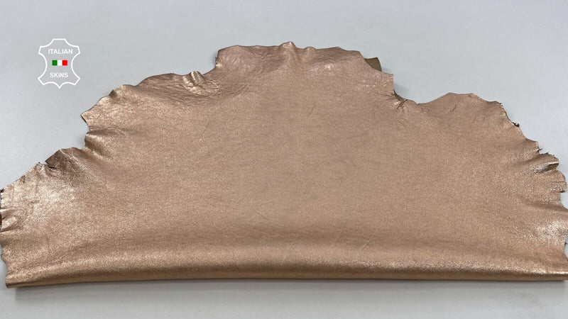 METALLIC ROSE GOLD WASHED ROUGH Thick Italian Lambskin leather 6sqf 1.6mm #C1319