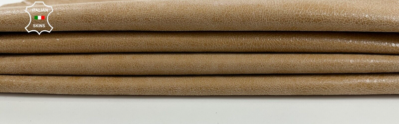 SAND CRACKED VINTAGE LOOK SHINY Goatskin leather 2 skins hides 8sqf 0.9mm C2864