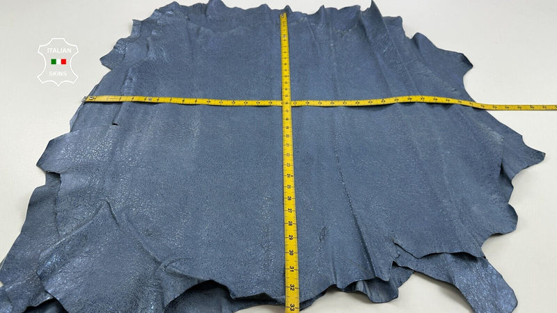 METALLIC BLUE WASHED CRINKLE VINTAGE LOOK Goat leather 3 skins 20sqf 1.1mm C3057