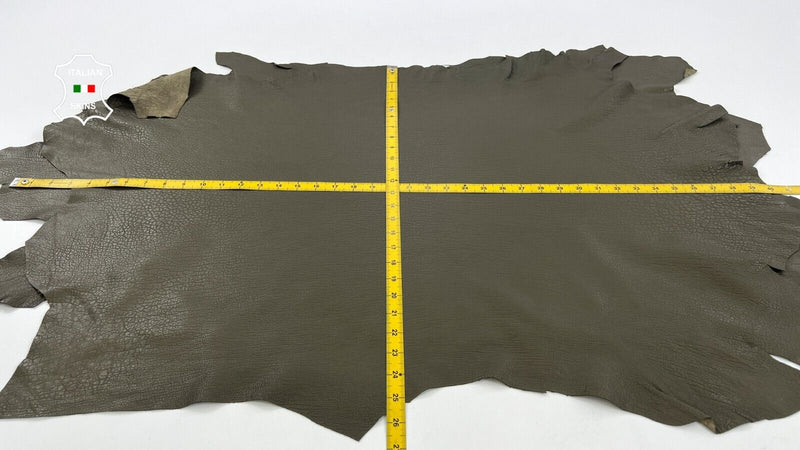 NATURAL GRAINY OLIVE Soft Italian Lambskin leather 2 skins 12sqf 1.0mm #C1439
