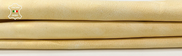 GOLD PEARLIZED VINTAGE LOOK DISTRESSED Soft Italian Lamb leather 3sqf 0.9mm #C01