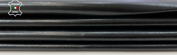 BLACK SHINY Thin Soft Italian Lambskin Lamb Sheep leather hides 7sqf 0.6mm #C41