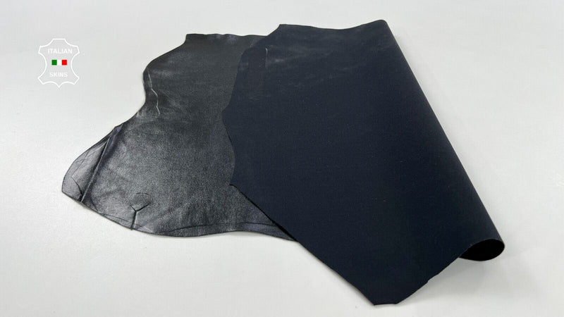 SHINY BLACK BACKED WITH LYCRA STRETCH Thick Lambskin leather 2sqf 1.1mm #C1515