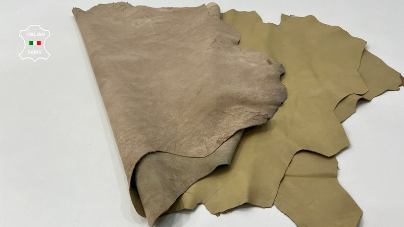 WHEAT YELLOWISH BEIGE Soft Italian Lambskin leather 2 skins 16+sqf 1.0mm C407