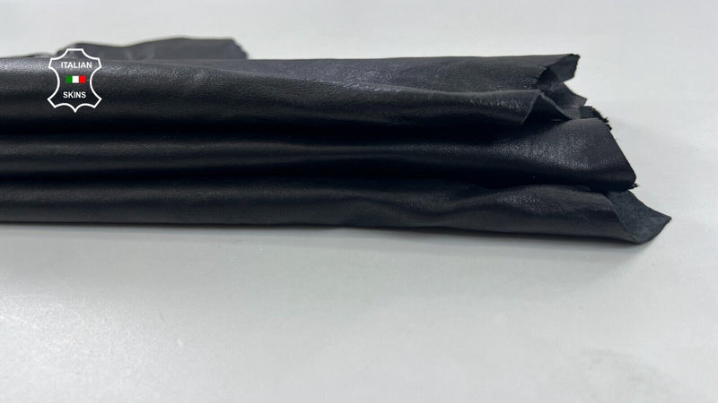 MIDNIGHT BLACK VEGETABLE TAN Soft Italian Lambskin leather hide 7sqf 0.9mm C1407
