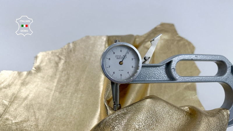 METALLIC GOLD CRINKLE ROUGH Soft Italian Lambskin leather hide 5+sqf 0.9mm C2582