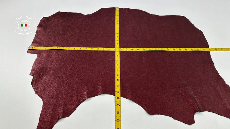 METALLIC WINE BURGUNDY CRACKLED CRINKLED Soft Lambskin leather 5sqf 0.9mm #C2574