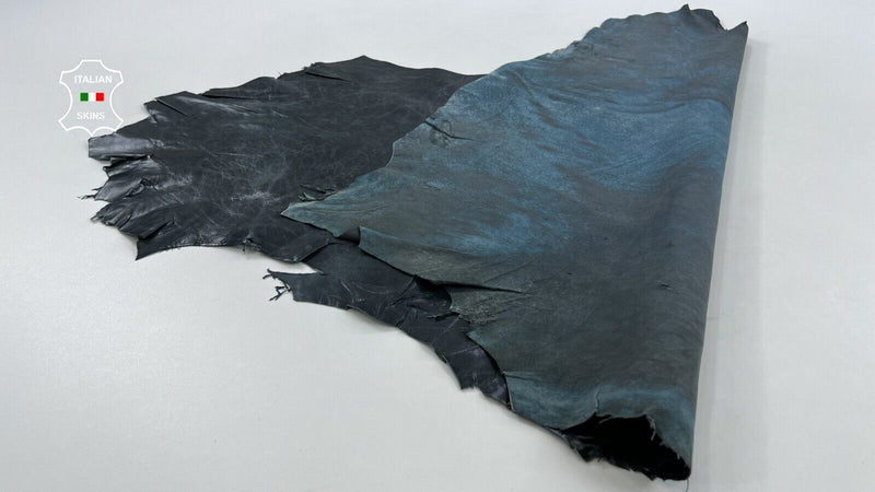 DARK BLUE WAXY CRINKLED VINTAGE LOOK Thin Soft  Lamb leather 6+sqf 0.5mm C1314