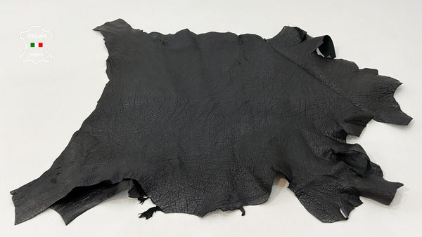 BLACK RHINO GRAINY TEXTURED On Thick Lambskin Leather 2 skins 6+sqf 1.2mm #B9974