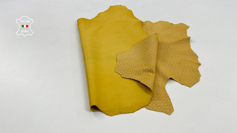MUSTARD NUBUCK EYE ATTRACTION PRINT Thin Soft Goatskin leather 4sqf 0.6mm #C1161
