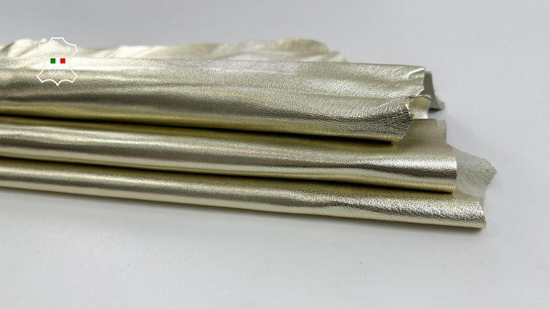 METALLIC LIGHT GOLD Soft Italian Lambskin Sheep leather hides 7sqf 1.0mm #C2485