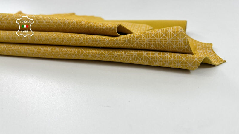 MUSTARD NUBUCK EYE ATTRACTION PRINT Thin Soft Goatskin leather 4sqf 0.6mm #C1161