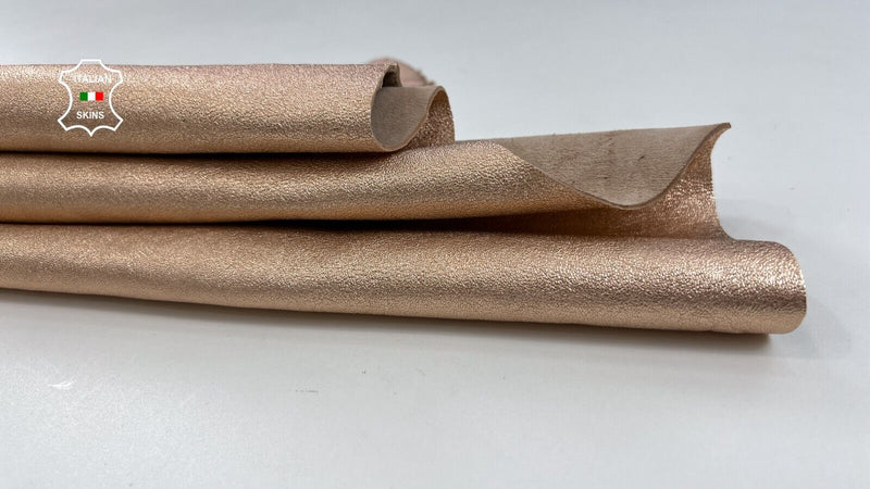 METALLIC ROSE GOLD WASHED ROUGH Thick Soft Lambskin leather 3+sqf 1.9mm #C1856