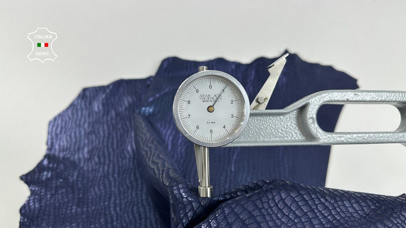 METALLIC DARK BLUE CROCODILE PRINT ON Soft Goatskin leather 5+sqf 1.0mm #C2588