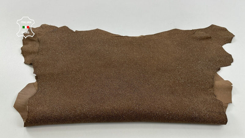 BROWN GLITTERS PRINT PEARLIZED SHIMMER Goatskin leather 2 skins 8sqf 1.2mm C2555