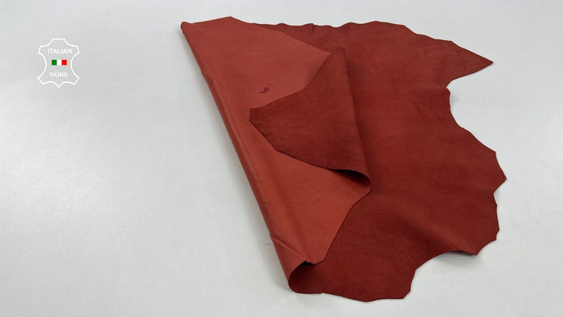 BRIC RED SUEDE Soft Italian Lambskin Sheep Lamb leather hides 5sqf 0.9mm #C1411