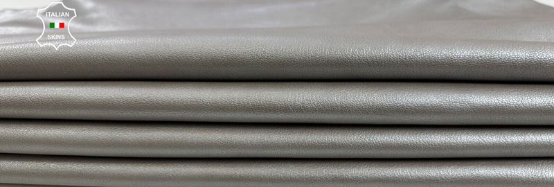 PEARLIZED SILVER ECRU ROUGH Italian Goatskin leather 2 skins 8sqf 0.8mm #C2463