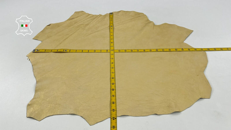 METALLIC GOLD DISTRESSED Soft Italian Lambskin leather hides 4+sqf 0.8mm #C1654