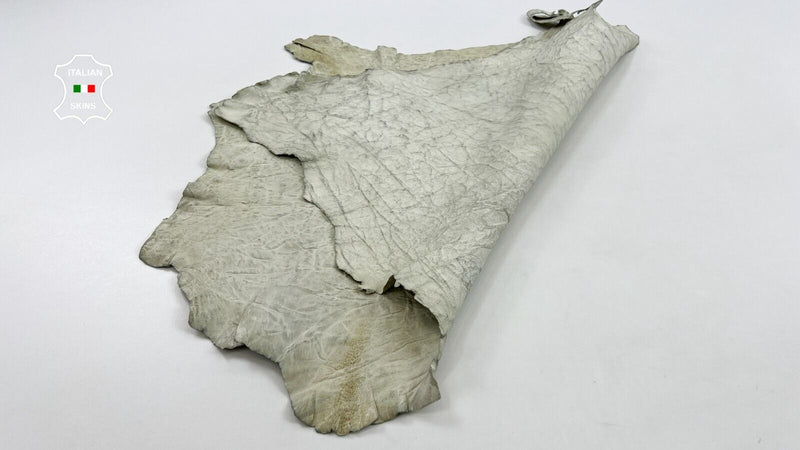 DIRTY GRAINY OFF WHITE WASHED Thick Italian Goatskin leather 5sqf 1.1mm #C970