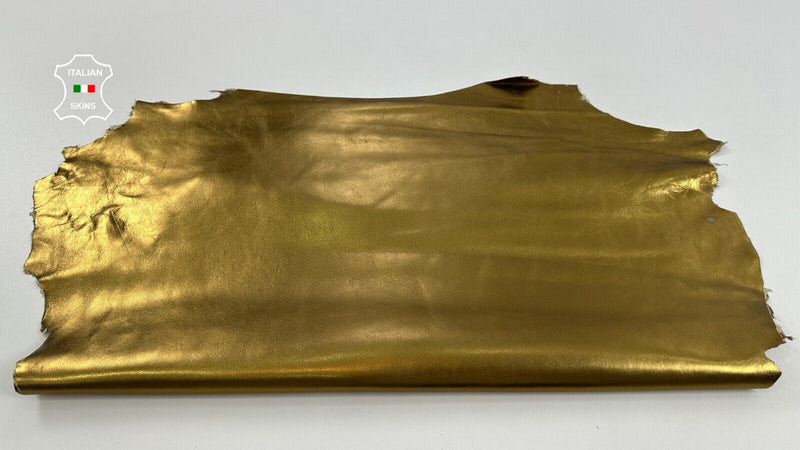METALLIC BRASS OLD GOLD Thick Italian Lambskin leather hides 4+sqf 1.1mm C2580