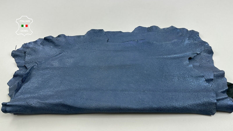 METALLIC BLUE WASHED CRINKLE VINTAGE LOOK Goat leather 3 skins 20sqf 1.1mm C3057