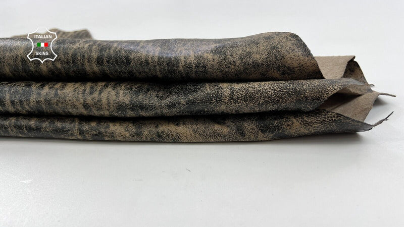 WALNUT BROWN ANTIQUED DISTRESSED VINTAGE LOOK Soft Lamb leather 7sqf 0.8mm C1598