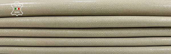 BEIGE CRACKED SHINY PRINTED Thick Soft Lamb leather 2 skins 15sqf 1.2mm #C2476