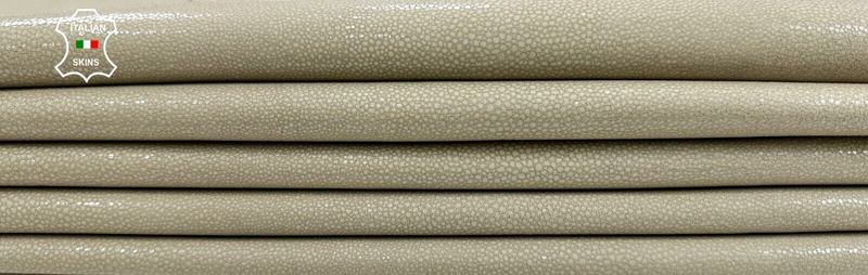 BEIGE CRACKED SHINY PRINTED Thick Soft Lamb leather 2 skins 15sqf 1.2mm #C2476