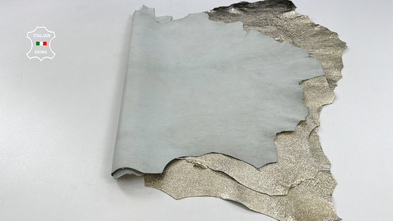 METALLIC LIGHT GOLDCRISPY CRINKLE Soft Lamb leather 2 skins 10sqf  0.9mm #C1923