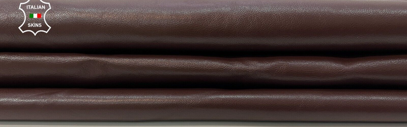 REDDISH BROWN SEMI GLOSS Thin Soft Italian Lambskin leather 5+sqf 0.6mm #B9936