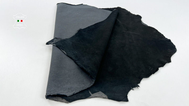 BLACK NUBUCK BACKED WITH COTTON Thick Italian Lambskin leather 5+sqf 1.1mm C1461