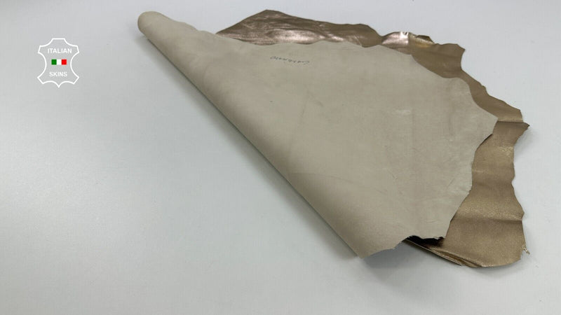 METALLIC PLATINUM SMOOTH Italian Goatskin Goat leather hides 5sqf 1.0mm C2584