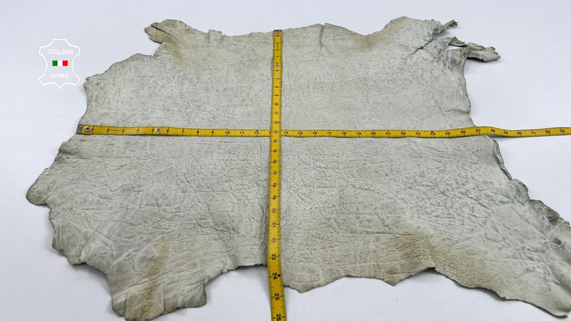 DIRTY GRAINY OFF WHITE WASHED Thick Italian Goatskin leather 5sqf 1.1mm #C970