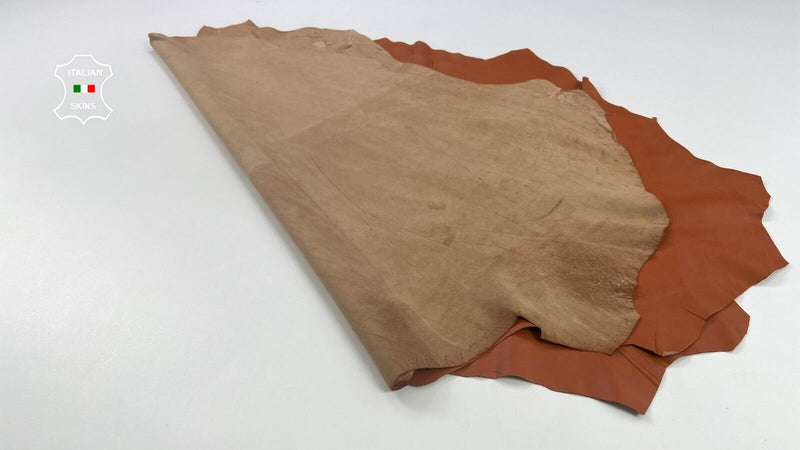 ORANGY TAN Thin Soft Italian Lambskin Sheep leather 2 skins 12sqf 0.6mm #C1887