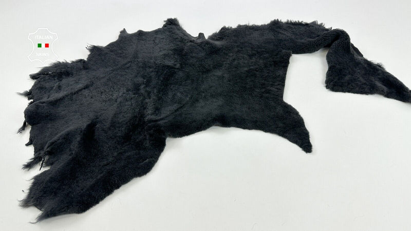 DARK GREY Soft Italian sheepskin Hair on shearling fur leather 19"x25" #C2496