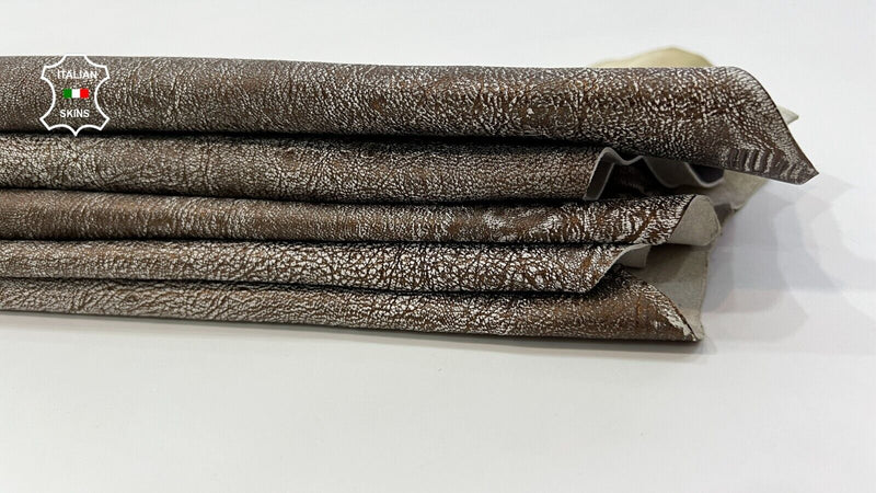 PEARLIZED BRONZE STONEWASH VINTAGE Thick Goat leather 2 skins 8+sqf 1.1mm #B9819