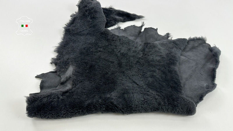 DARK GREY Soft Italian sheepskin Hair on shearling fur leather 19"x25" #C2496