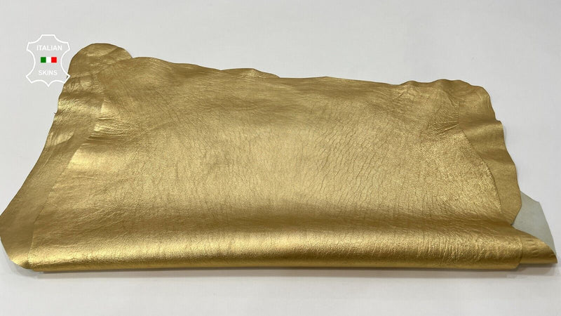 METALLIC GOLD ROUGH Thick Italian Goatskin leather 2 skins 12+sqf 1.2mm #C234