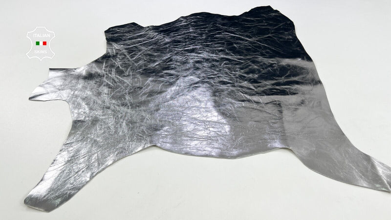 METALLIC CHROME CRINKLE Italian Goatskin Goat leather hides 4+sqf 0.9mm #C1771