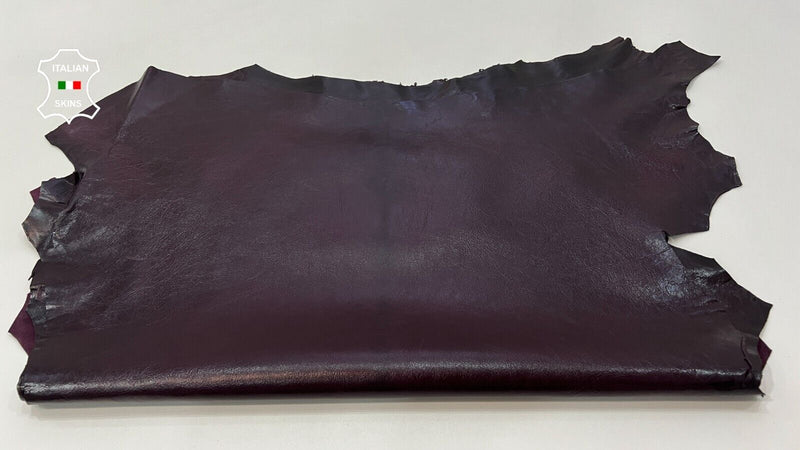 PLUM ANTIQUED CRINKLE SHINY GLOSSY Goatskin  leather 2 skins 10+sqf 0.8mm #B9900