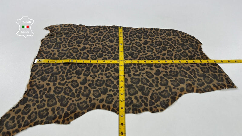 SAND LEOPARD PRINT ON Stretch Italian Lambskin leather hides 2+sqf 0.8mm #C1380