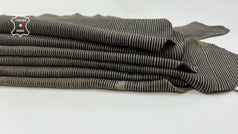 BROWN LINES PRINT VINTAGE LOOK Soft Lambskin leather 2 skins 14sqf 1.0mm #C238