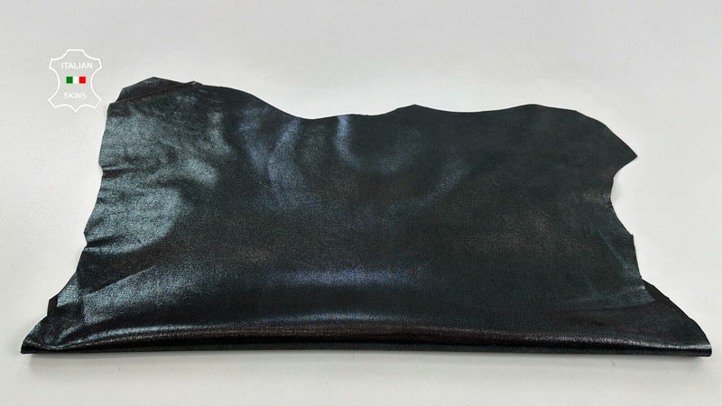 GUNMETAL CANVAS SHINY PRINT ON Thin Soft Goatskin leather hide 3+sqf 0.6mm C2477