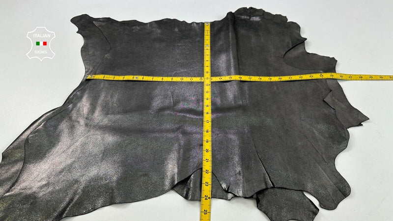 GUNMETAL LAME SHIMMER PRINT Soft Goatskin leather hides 2 skins 8sqf 1.0mm C2556