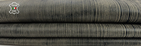 OLIVE ANTIQUED LINES EMBOSSED PRINT ON Lambskin leather hides 8sqf 1.0mm #C2386