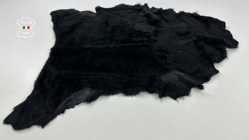 BLACK Soft Italian sheepskin Hair on shearling fur leather hides 21"x29" #C2497