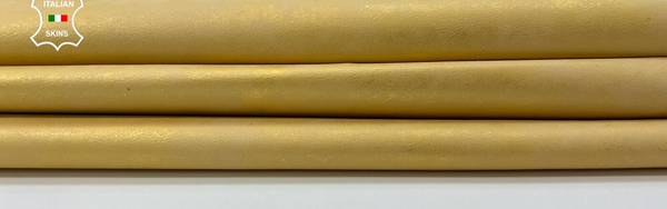 GOLD PEARLIZED DISTRESSED LOOK Soft Italian lambskin leather 7+sqf 0.8mm #B9820