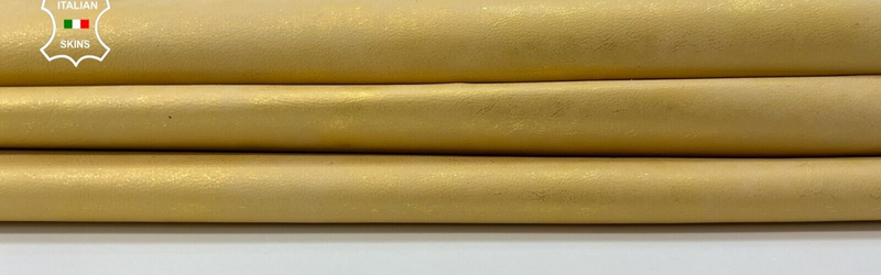 GOLD PEARLIZED DISTRESSED LOOK Soft Italian lambskin leather 7+sqf 0.8mm #B9820