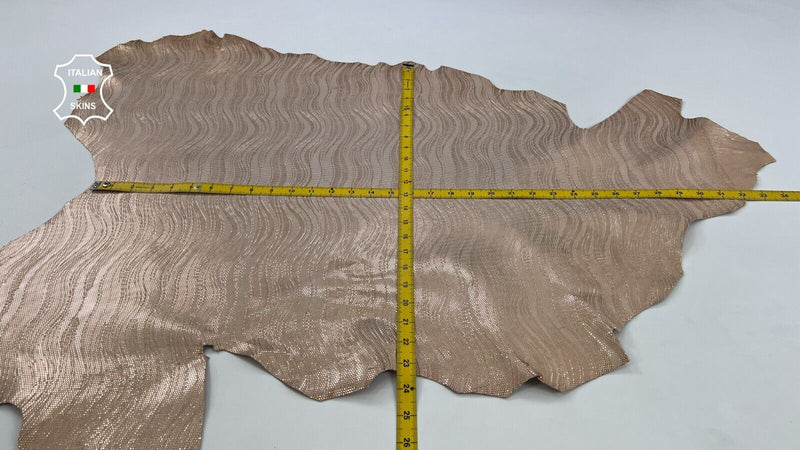METALLIC ROSE GOLD PRINT TEXTURED VEGETABLE TAN Goat leather 6sqf 1.1mm #C1779